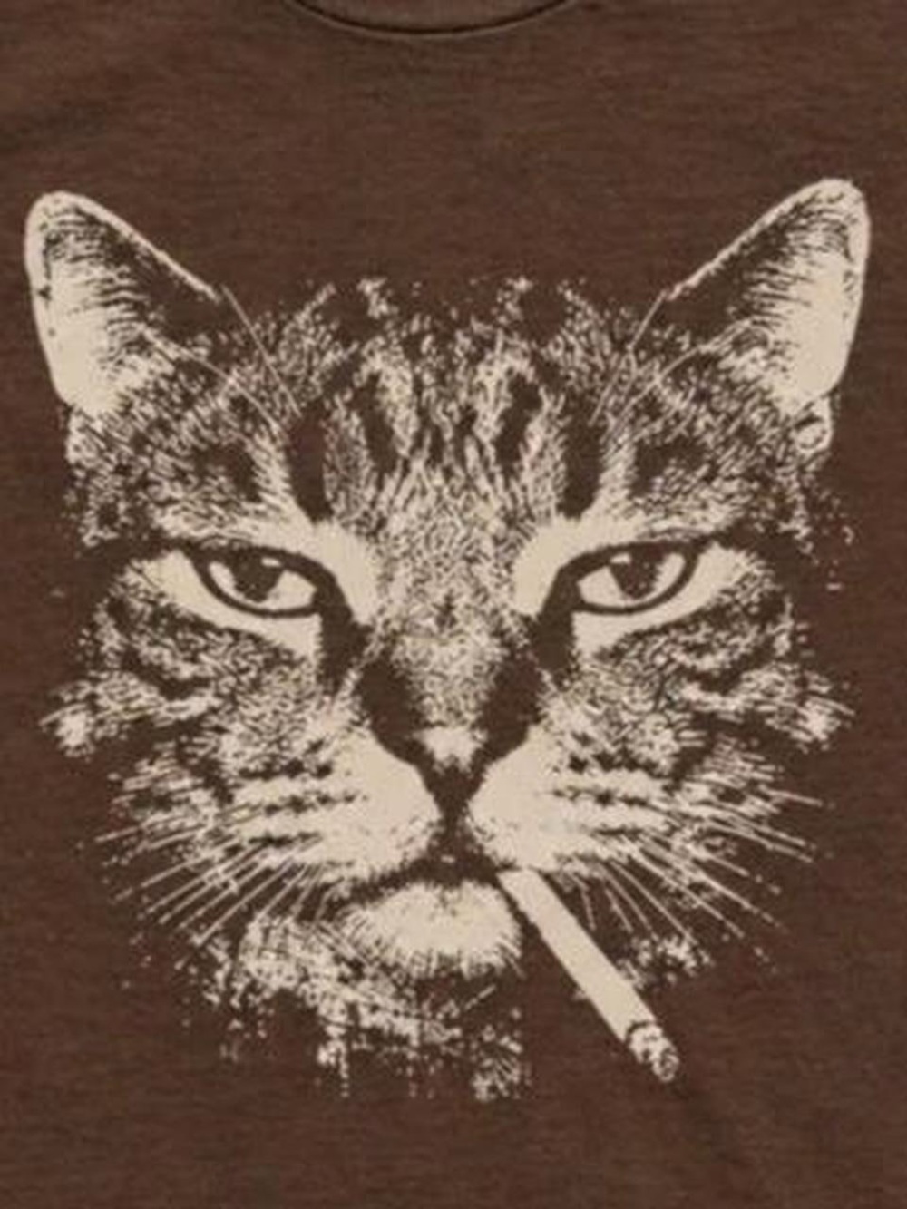 Gildan Brown Tee with Cat smoking, Funny meme shirt - Picture 2 of 2